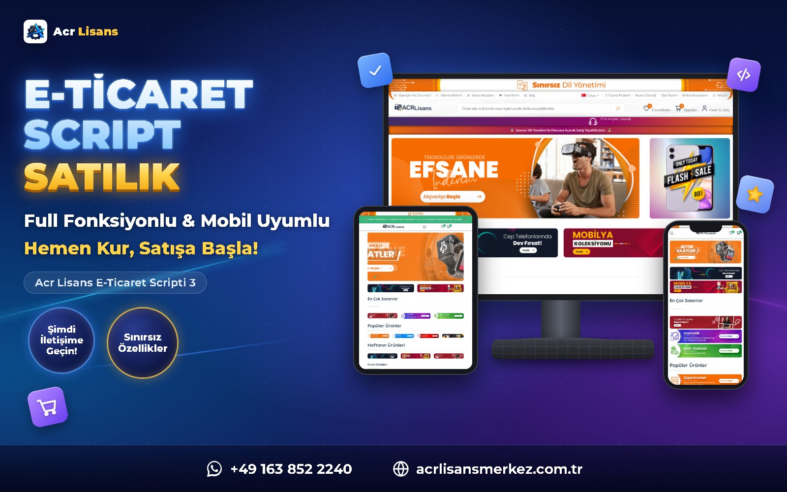 Acr Lisans E-Ticaret Scripti 3 ana ekran görüntüsü