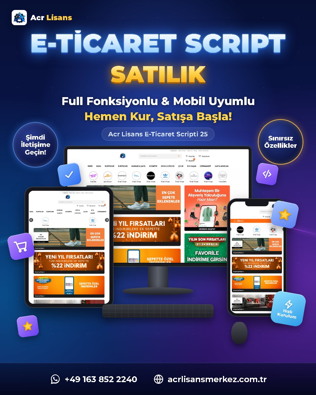 Acr Lisans E-Ticaret Scripti 25 ekran görüntüsü 1