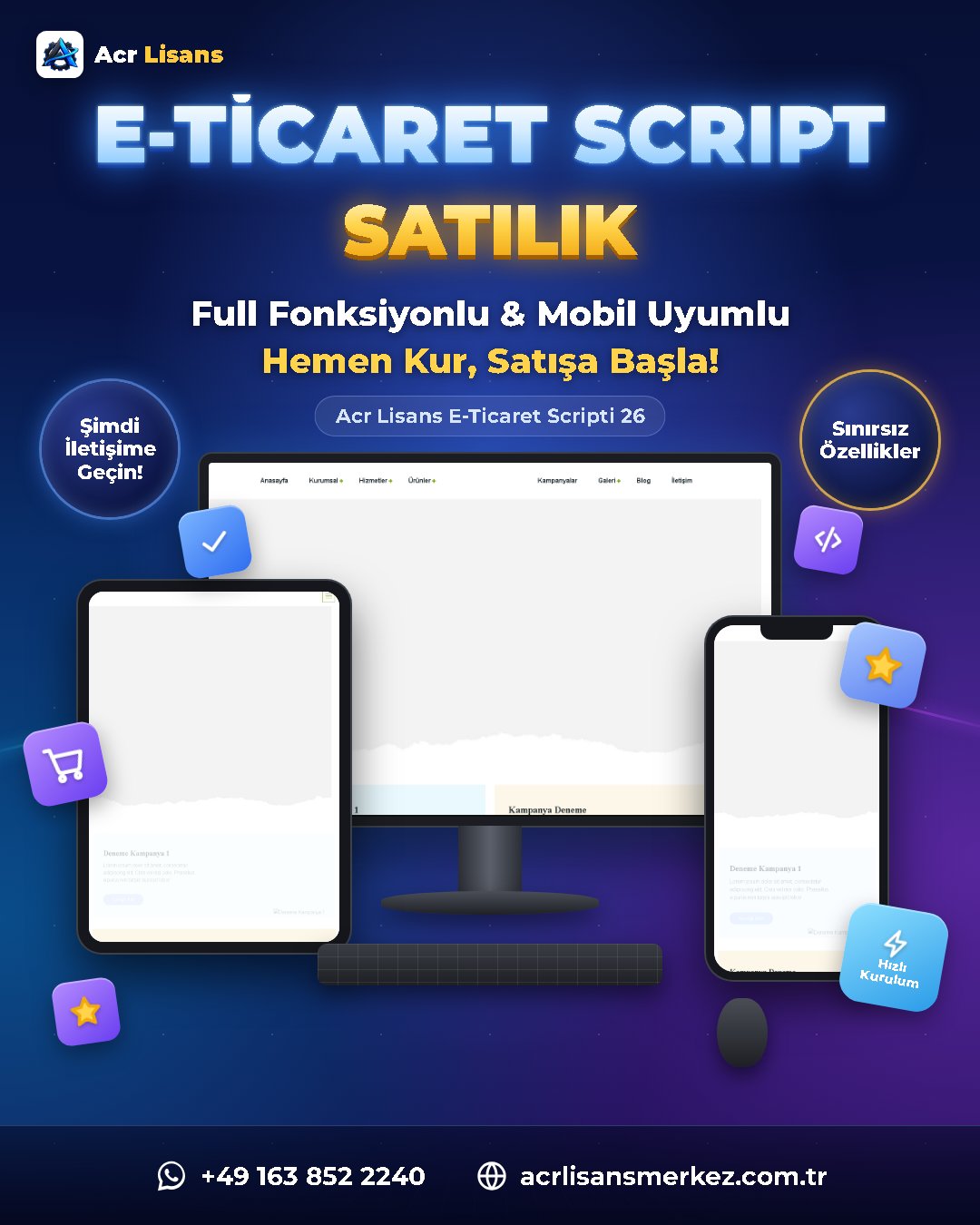 Acr Lisans E-Ticaret Scripti 26 ekran görüntüsü 1